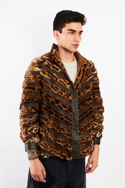 Vintage Leather Leopard Natural Fur Jacket (M/L)