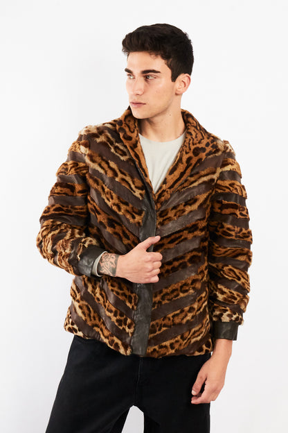 Vintage Leather Leopard Natural Fur Jacket (M/L)