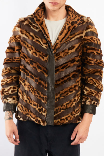 Vintage Leather Leopard Natural Fur Jacket (M/L)