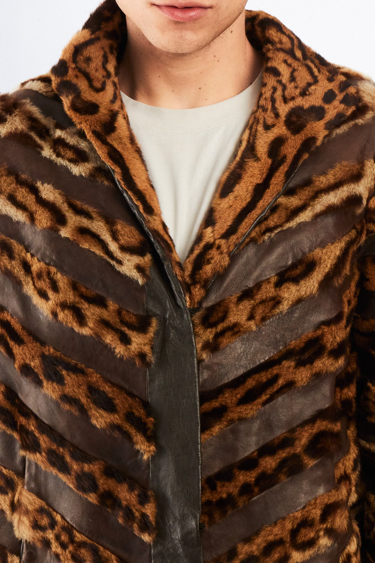Vintage Leather Leopard Natural Fur Jacket (M/L)