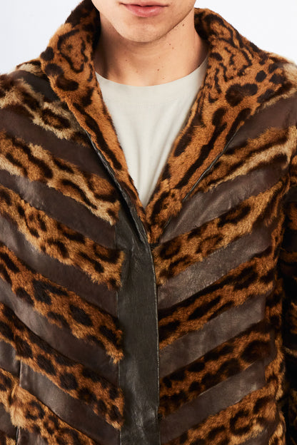 Vintage Leather Leopard Natural Fur Jacket (M/L)
