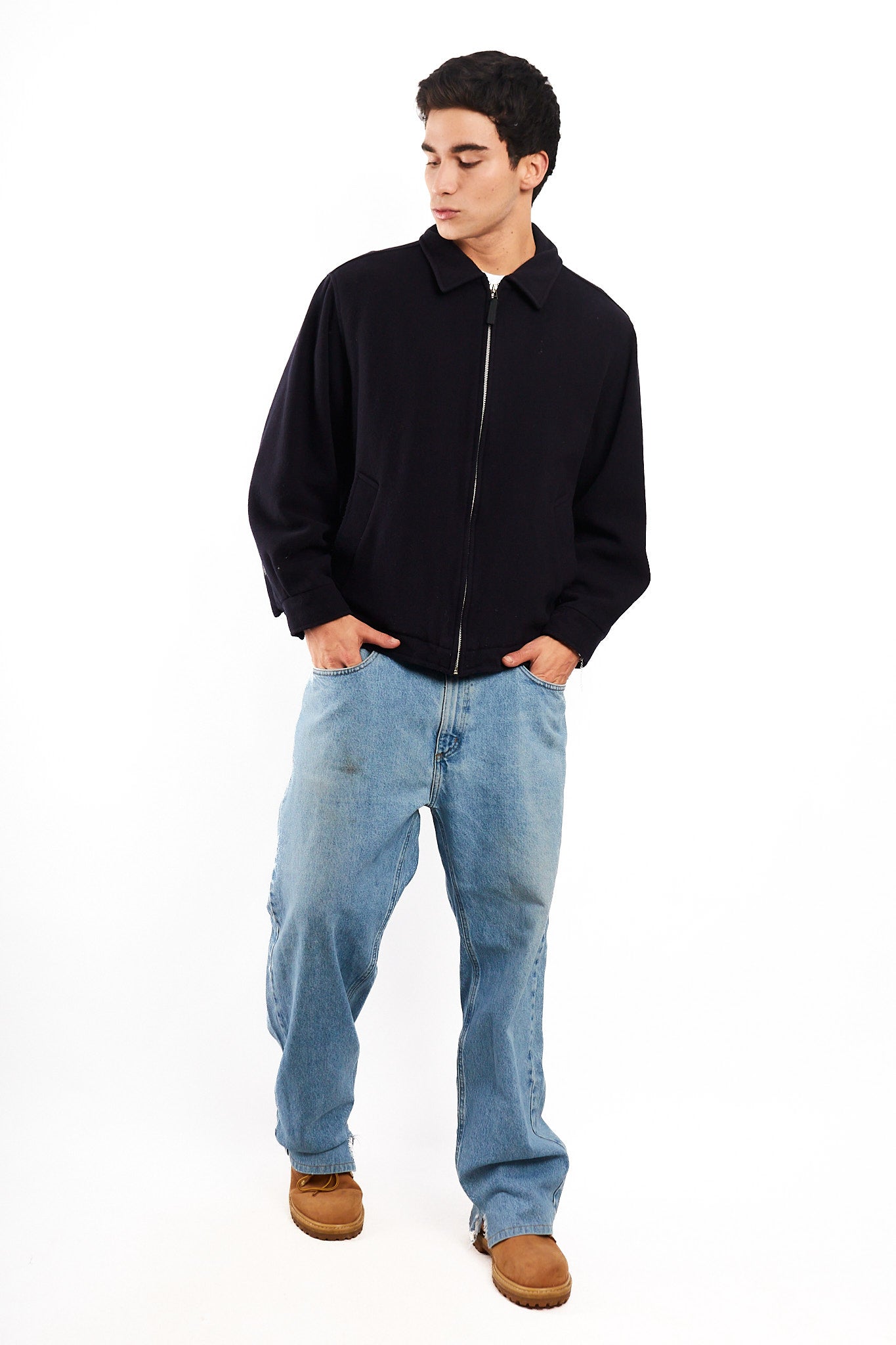 1990 Vintage Tommy Hilfiger Midnight Navy Wool Harrington (M/L)