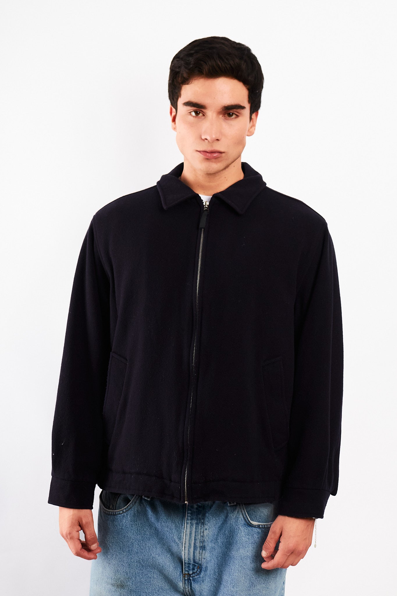 1990 Vintage Tommy Hilfiger Midnight Navy Wool Harrington (M/L)