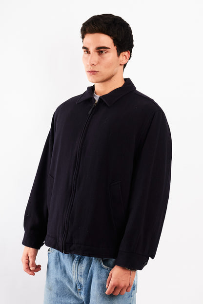 1990 Vintage Tommy Hilfiger Midnight Navy Wool Harrington (M/L)