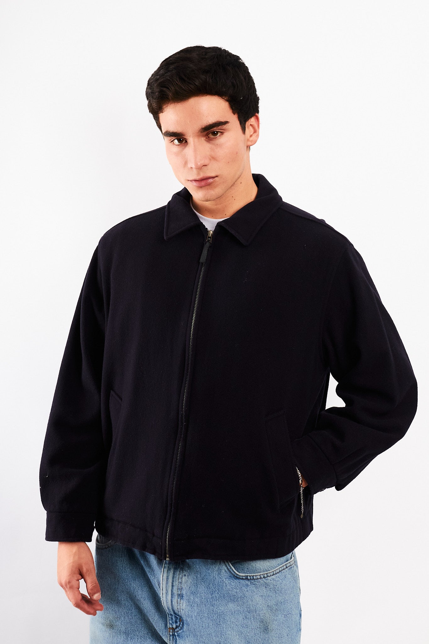 1990 Vintage Tommy Hilfiger Midnight Navy Wool Harrington (M/L)