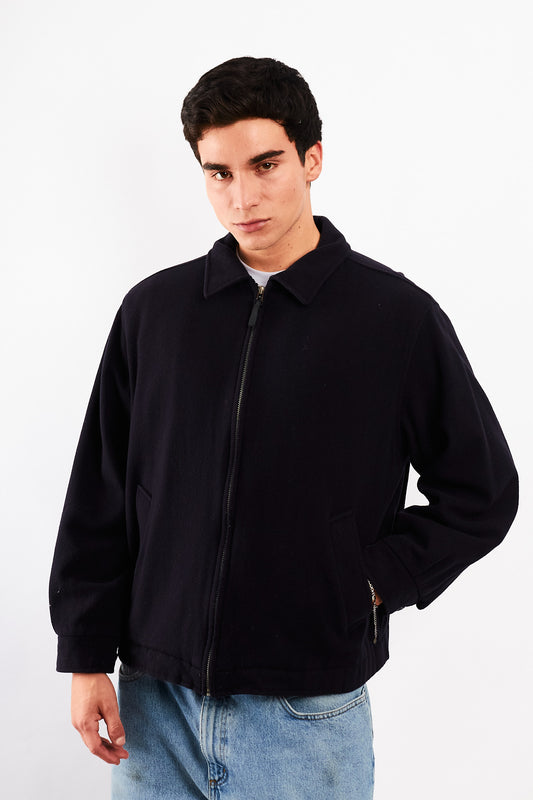 1990 Vintage Tommy Hilfiger Midnight Navy Wool Harrington (M/L)