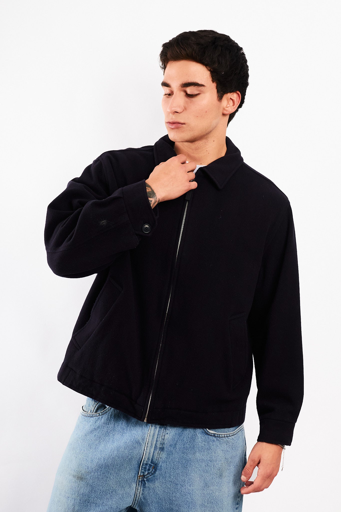 1990 Vintage Tommy Hilfiger Midnight Navy Wool Harrington (M/L)