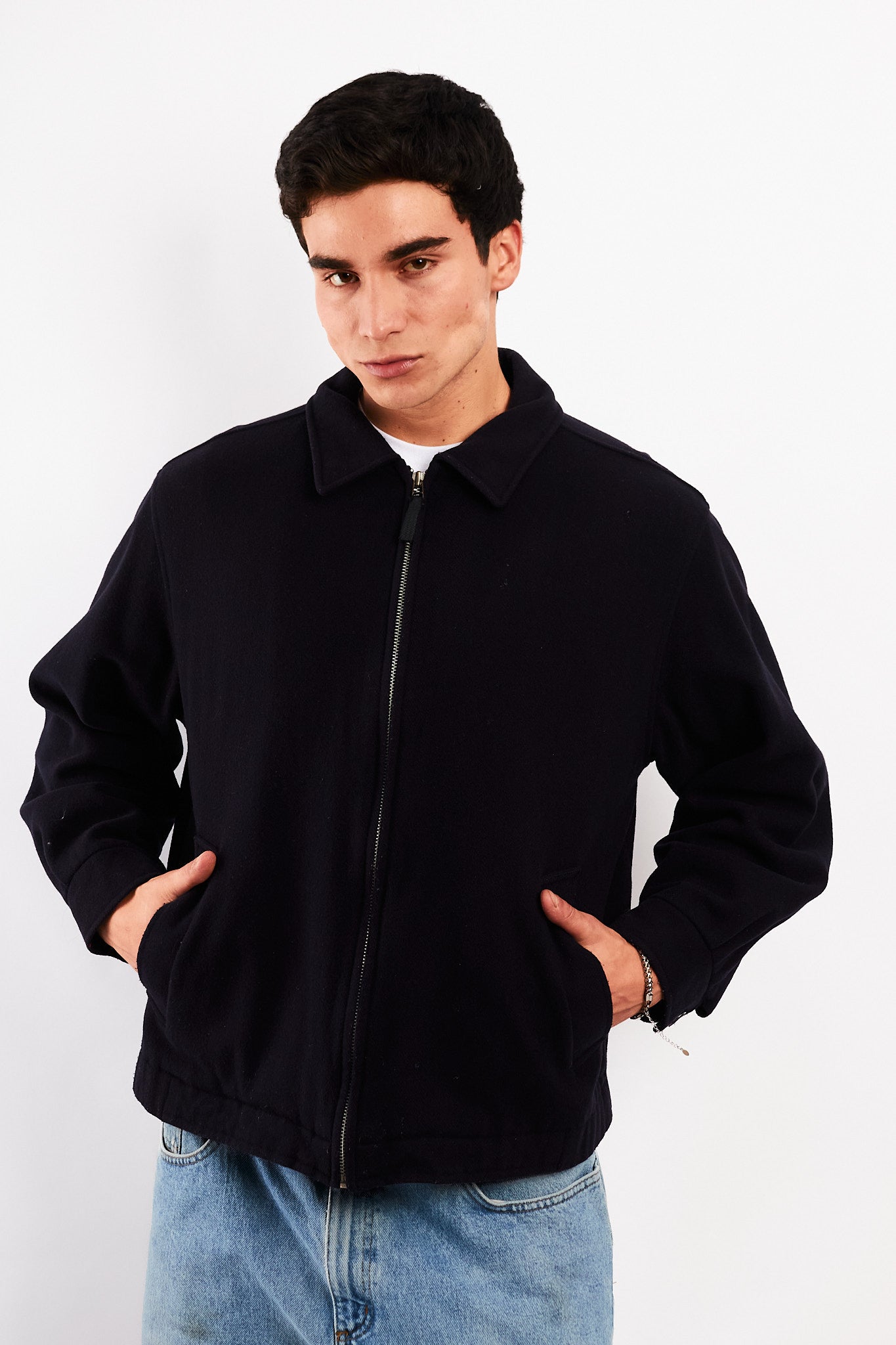 1990 Vintage Tommy Hilfiger Midnight Navy Wool Harrington (M/L)