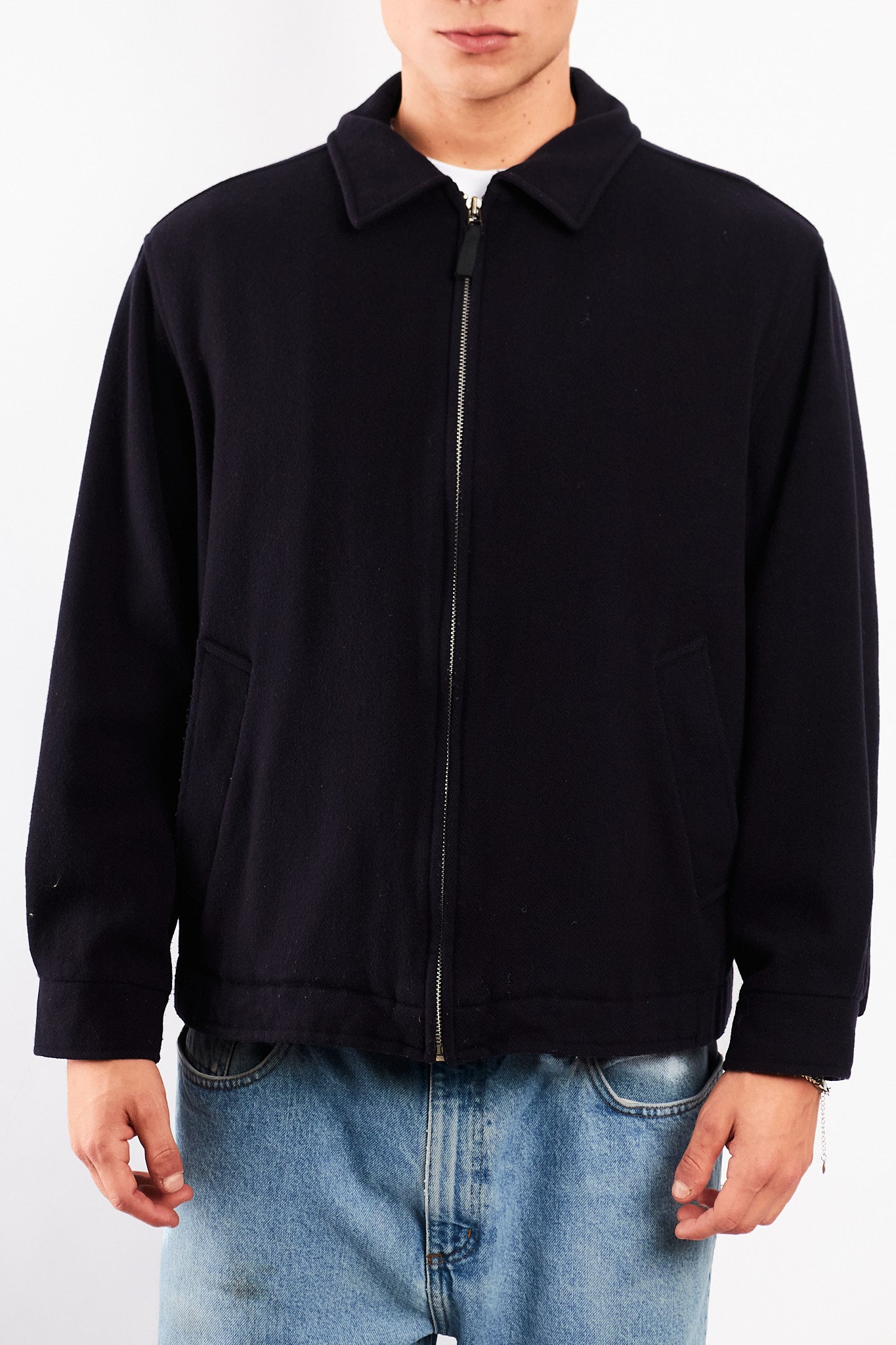 1990 Vintage Tommy Hilfiger Midnight Navy Wool Harrington (M/L)