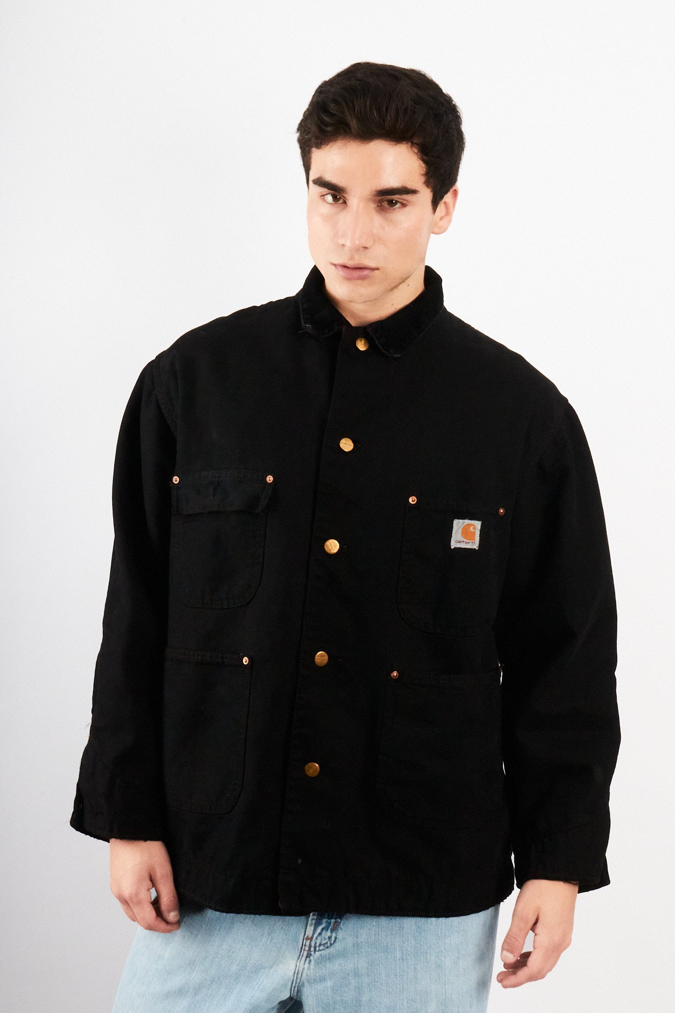 2000 Vintage Carhartt CO02 Black Michigan Chore Coat (M/L)