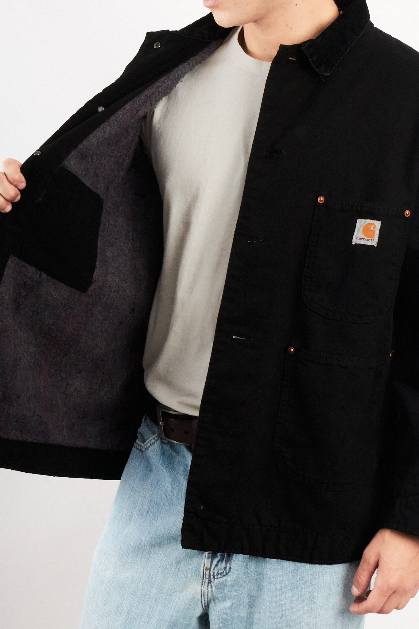 2000 Vintage Carhartt CO02 Black Michigan Chore Coat (M/L)