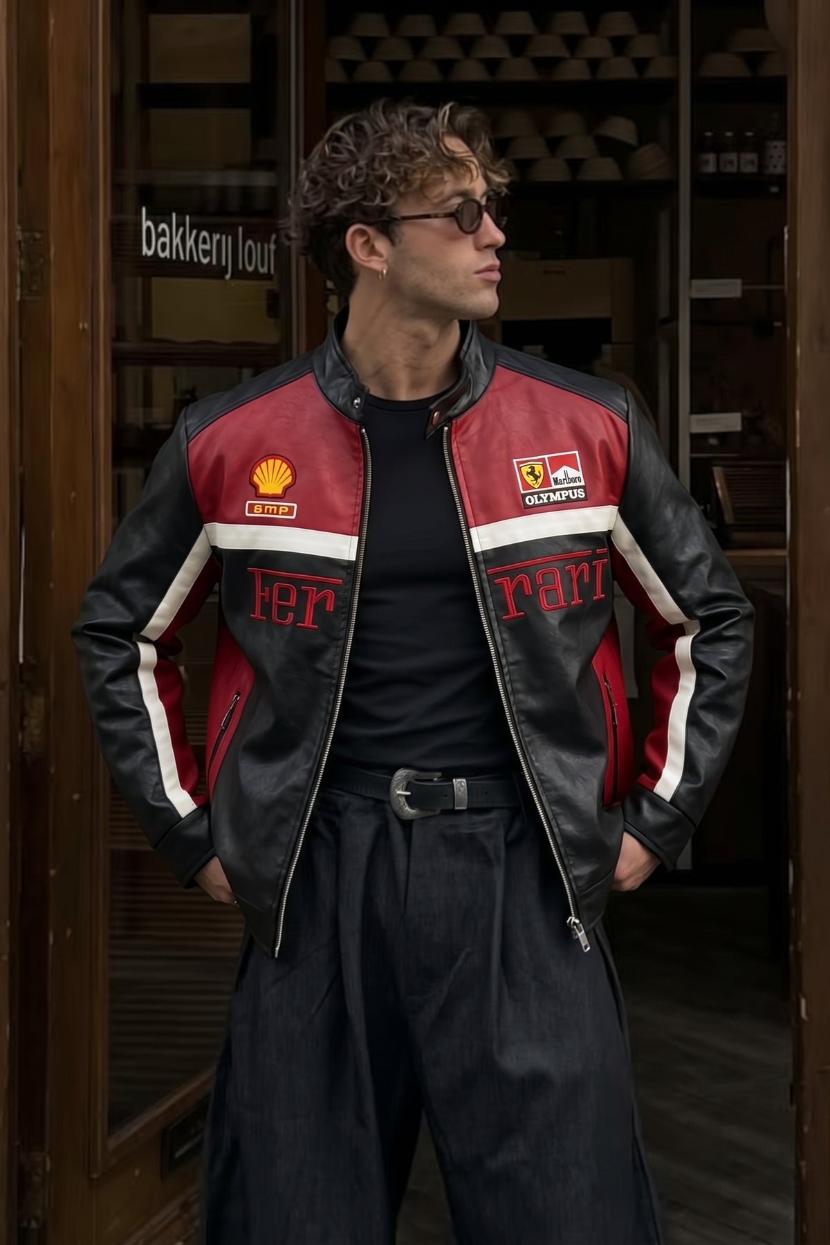 F1 Scuderia Ferrari Schumacher Rosso and Black Edition Vegan Leather Racing Jacket