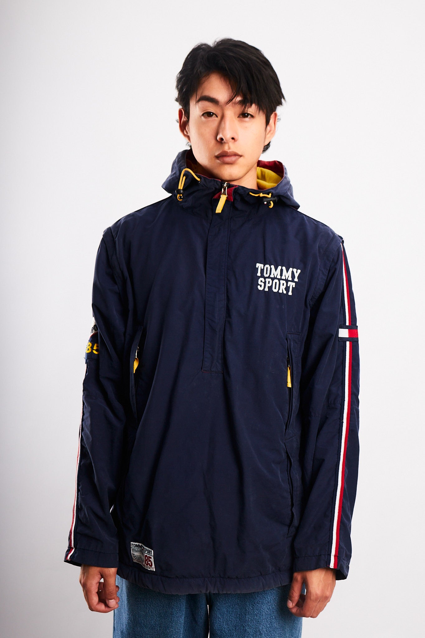 1990  Vintage Tommy Sport Big Logo Convertible Jacket/Vest (M/L)