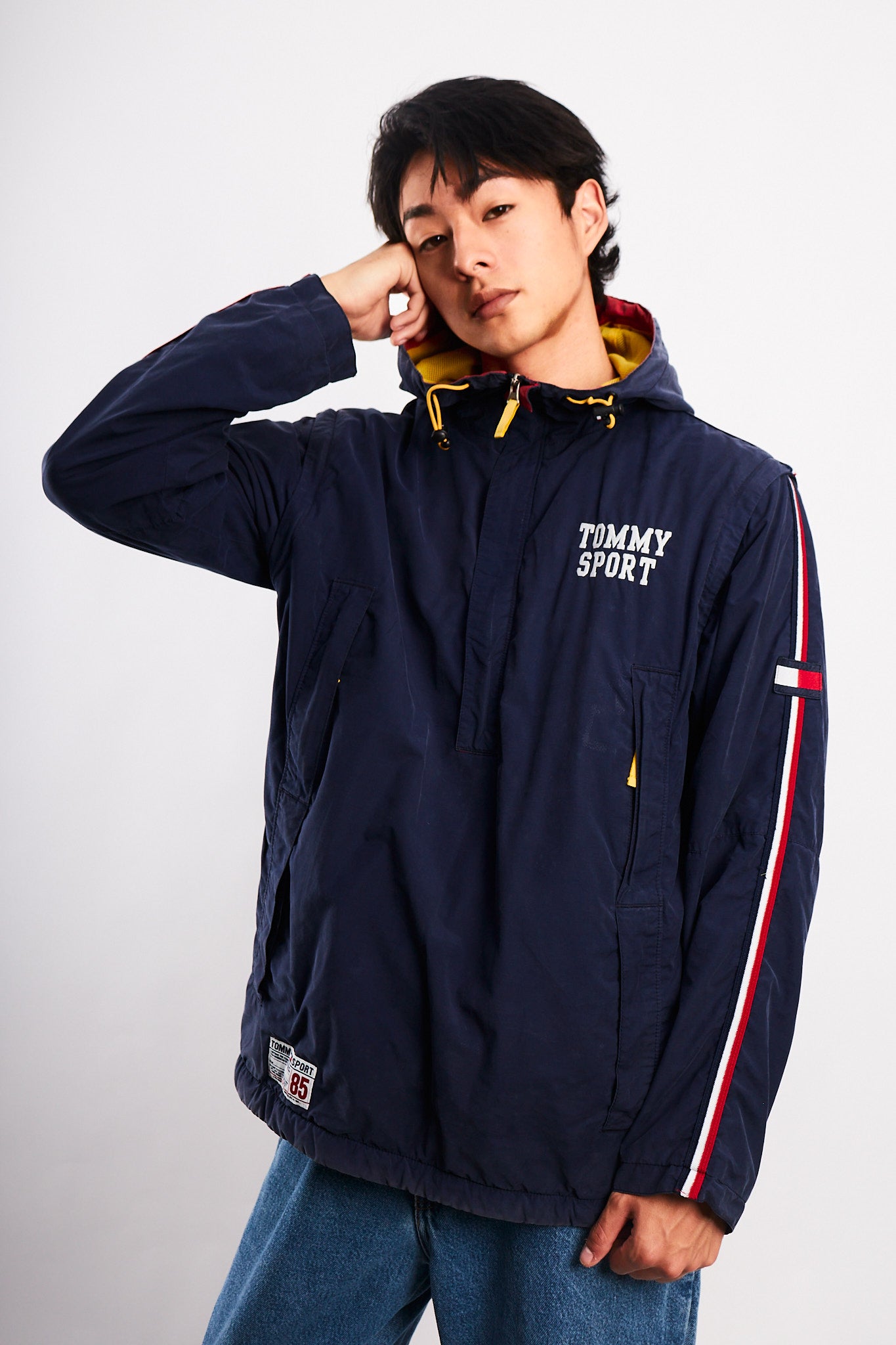 1990  Vintage Tommy Sport Big Logo Convertible Jacket/Vest (M/L)