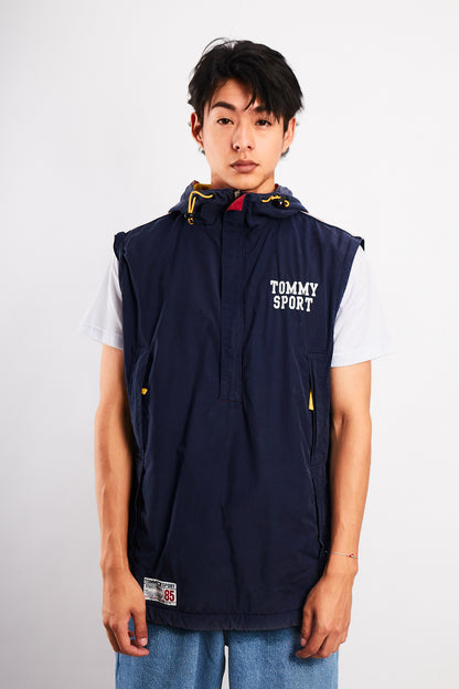 1990  Vintage Tommy Sport Big Logo Convertible Jacket/Vest (M/L)