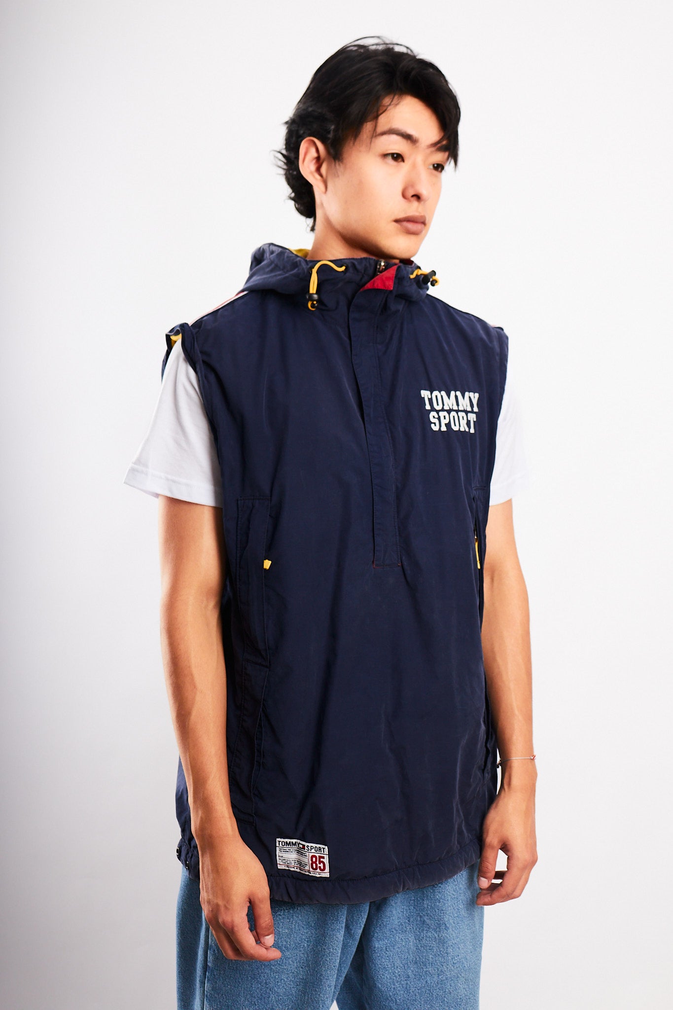 1990  Vintage Tommy Sport Big Logo Convertible Jacket/Vest (M/L)