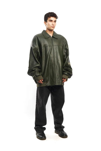 2000 Pelle Pelle By Marc Buchanan Olive Green Leather Jacket (XL/XXL)