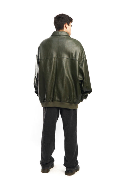 2000 Pelle Pelle By Marc Buchanan Olive Green Leather Jacket (XL/XXL)