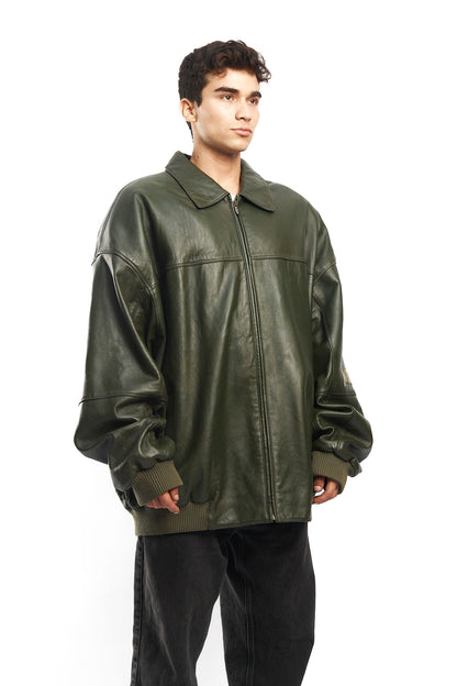 2000 Pelle Pelle By Marc Buchanan Olive Green Leather Jacket (XL/XXL)