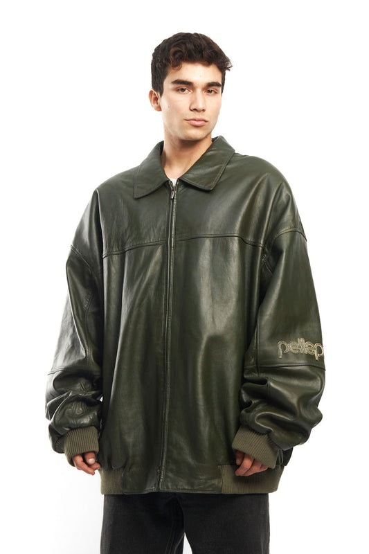 2000 Pelle Pelle By Marc Buchanan Olive Green Leather Jacket (XL/XXL)