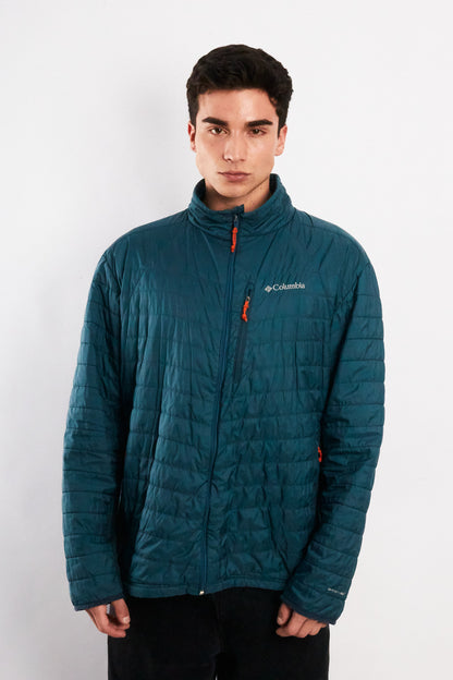 2000 Vintage Columbia Steel Blue Omniheat Puffer Jacket (L/XL)