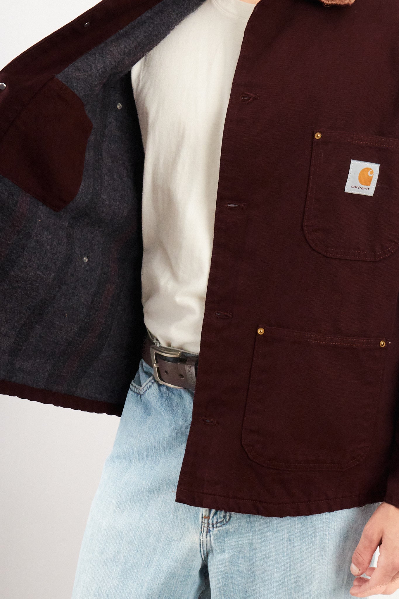 Vintage Carhartt CBO446 Wine Michigan Chore Coat (M/L)