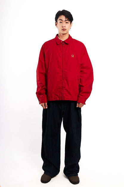 1990 Vintage Tommy Hilfiger Lion's Emblen Crimson Red Harrington (L/XL)