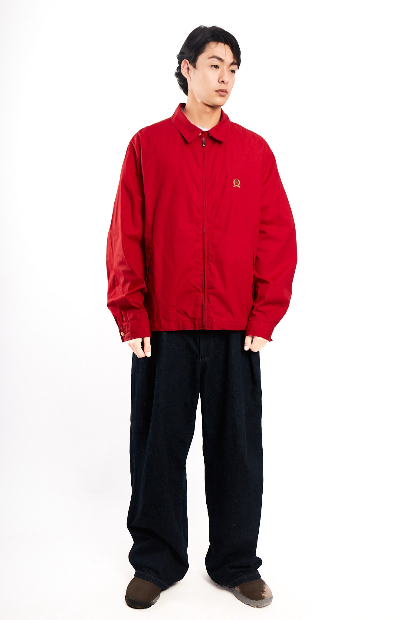 1990 Vintage Tommy Hilfiger Lion's Emblen Crimson Red Harrington (L/XL)