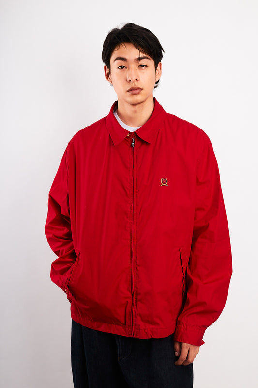 1990 Vintage Tommy Hilfiger Lion's Emblen Crimson Red Harrington (L/XL)