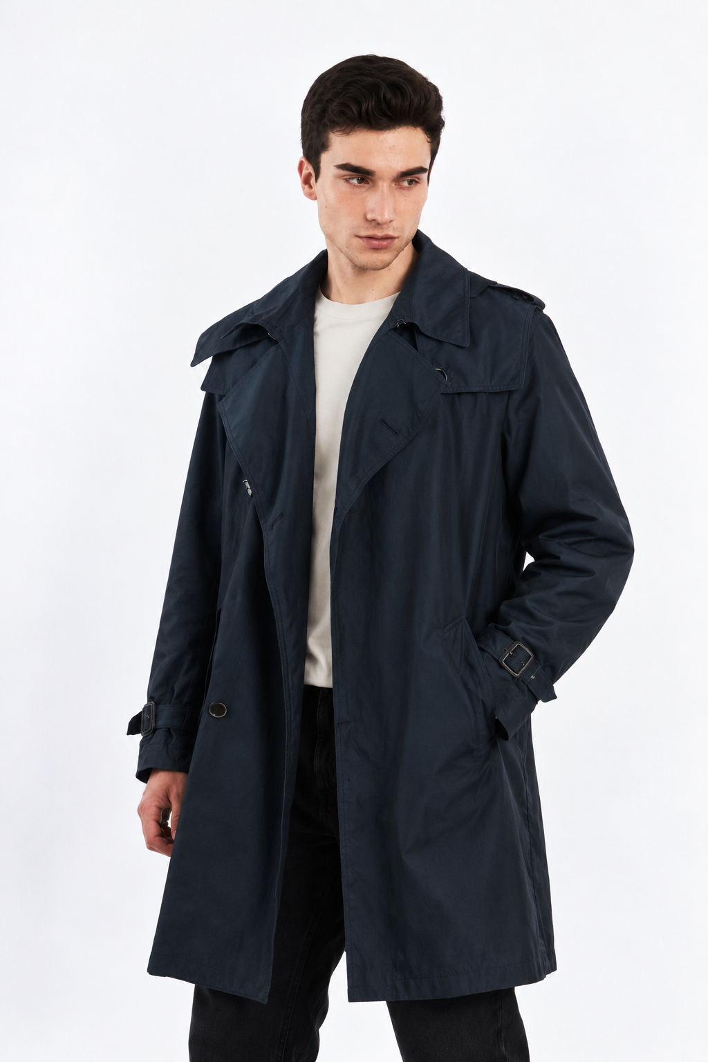 2000 Vintage Hugo Boss Navy Water Resistant Trench Coat (M/L)