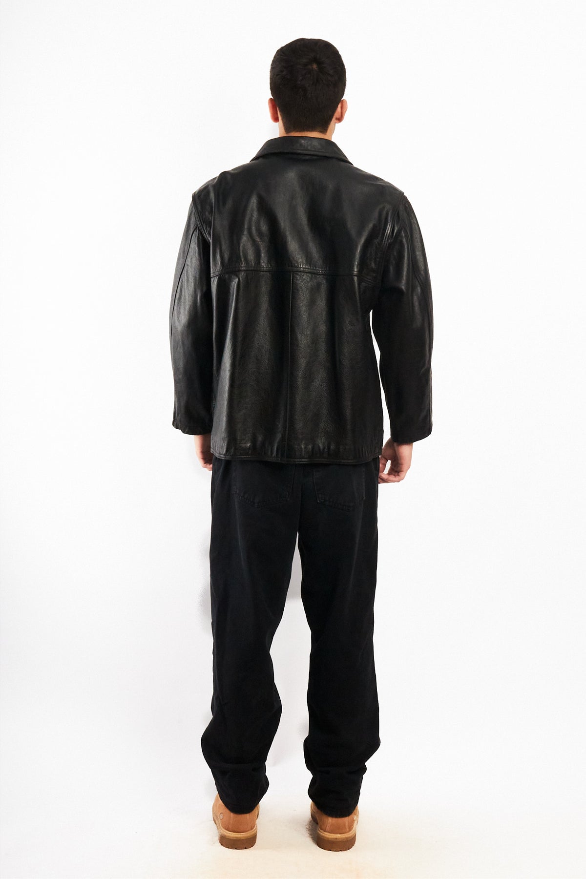 2000 Vintage Eddie Bauer Black Leather Harrington (M/L)