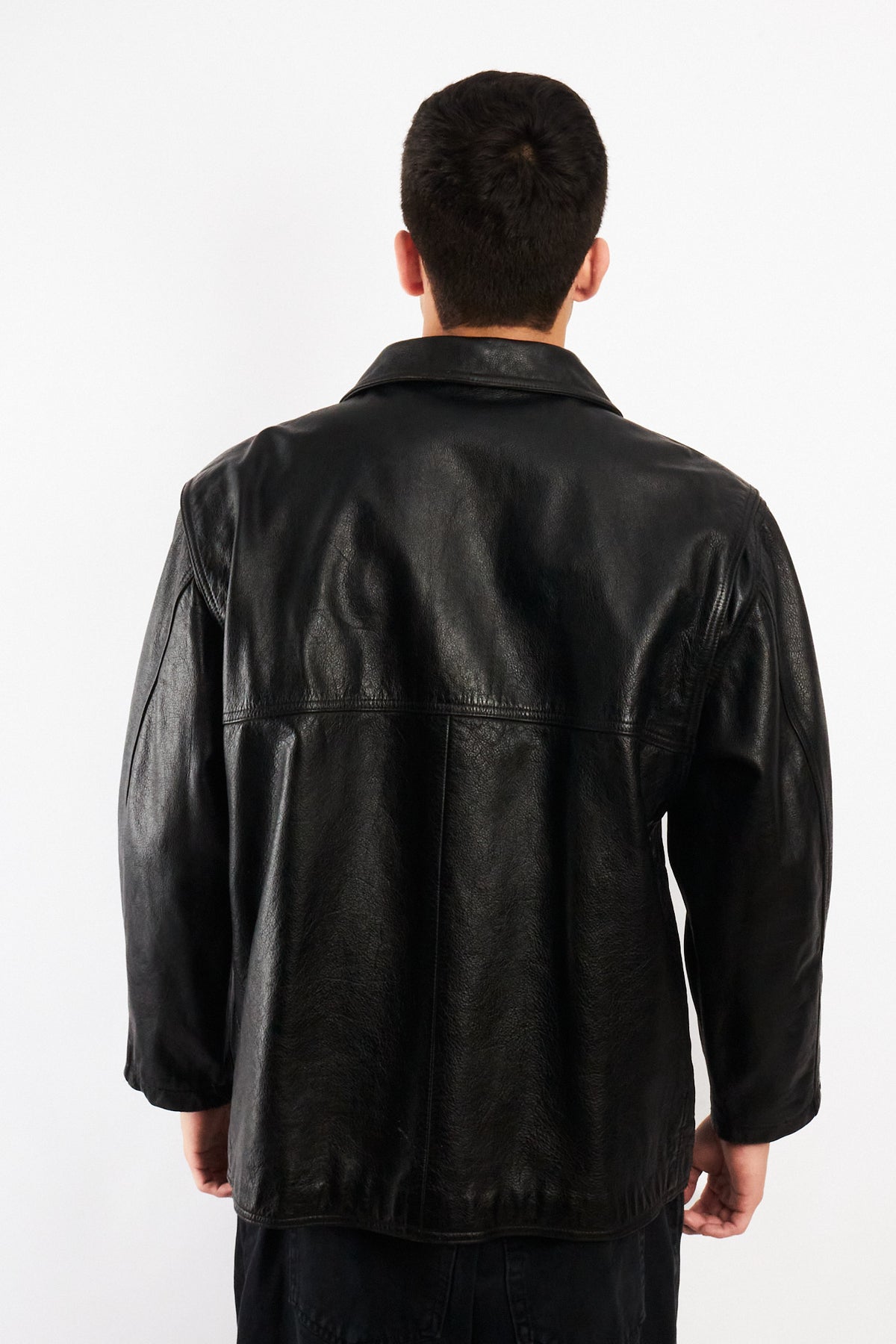 2000 Vintage Eddie Bauer Black Leather Harrington (M/L)