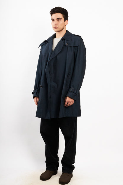 2000 Vintage Hugo Boss Navy Water Resistant Trench Coat (M/L)