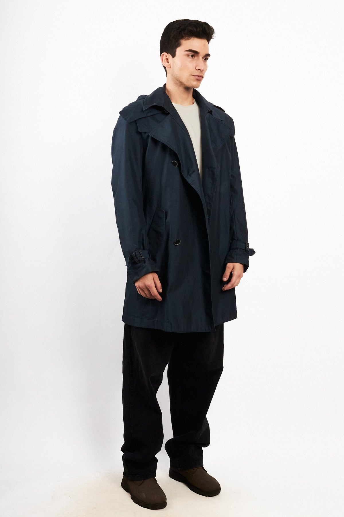 2000 Vintage Hugo Boss Navy Water Resistant Trench Coat (M/L)