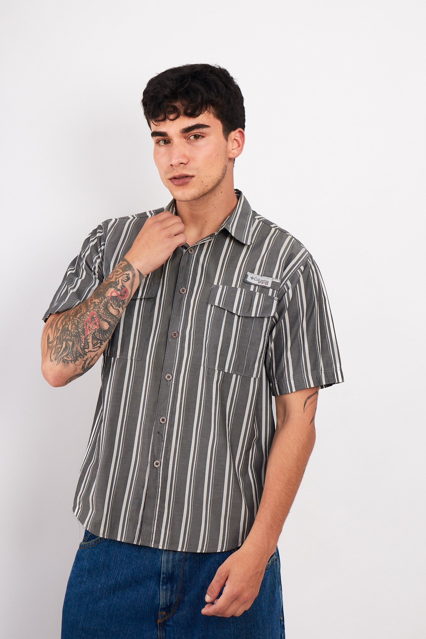 2000 Columbia PFG Striped Shirt (M)