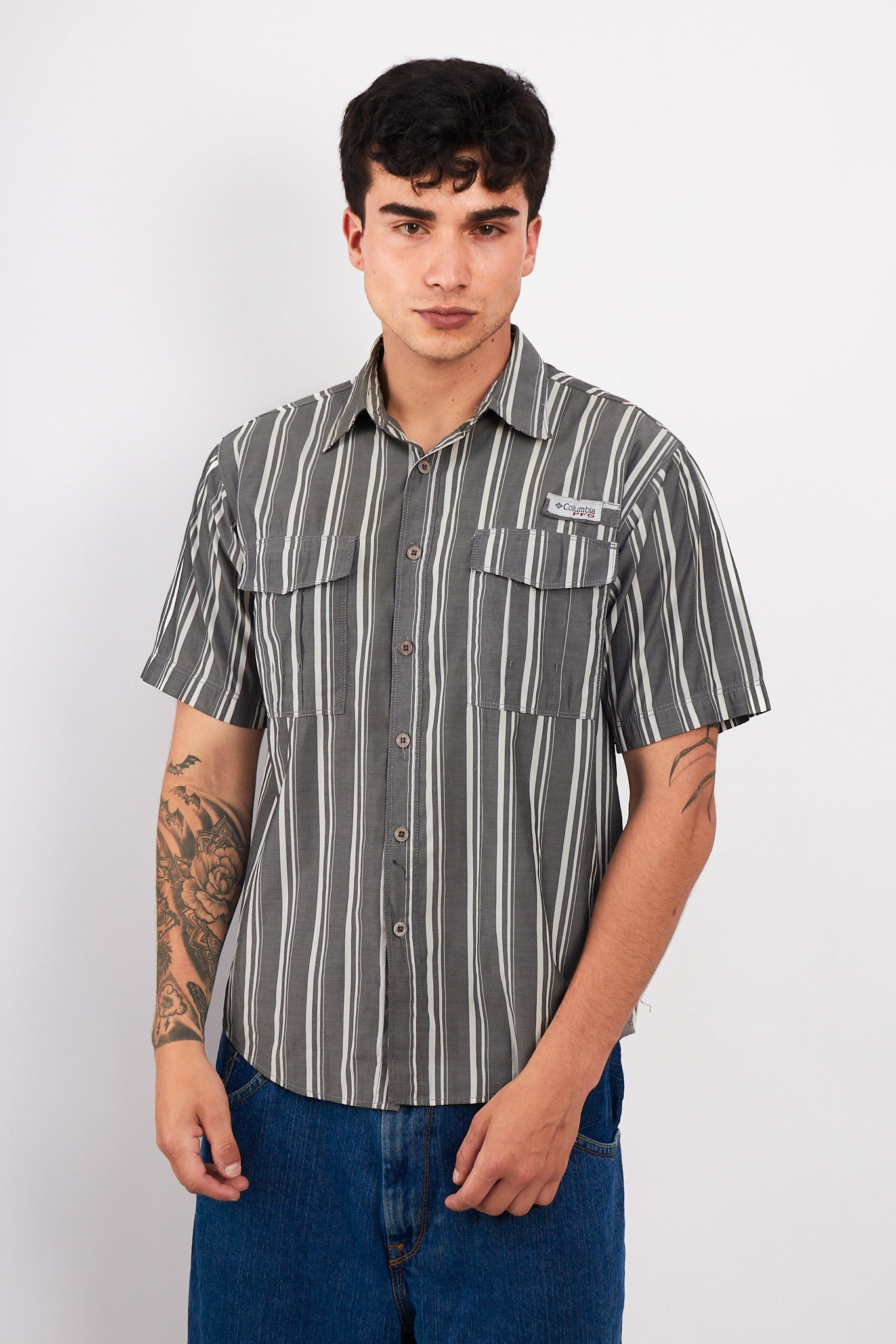 2000 Columbia PFG Striped Shirt (M)