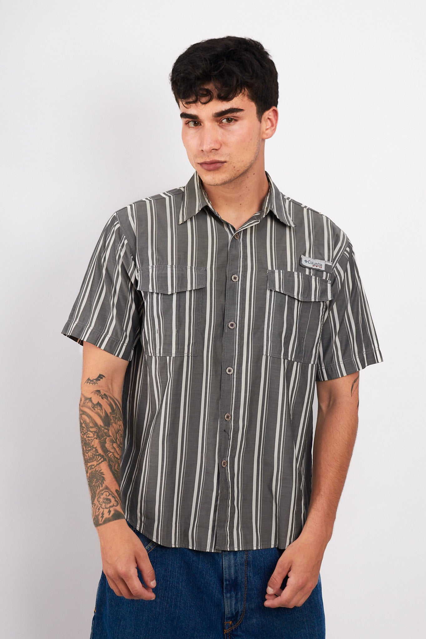 2000 Columbia PFG Striped Shirt (M)