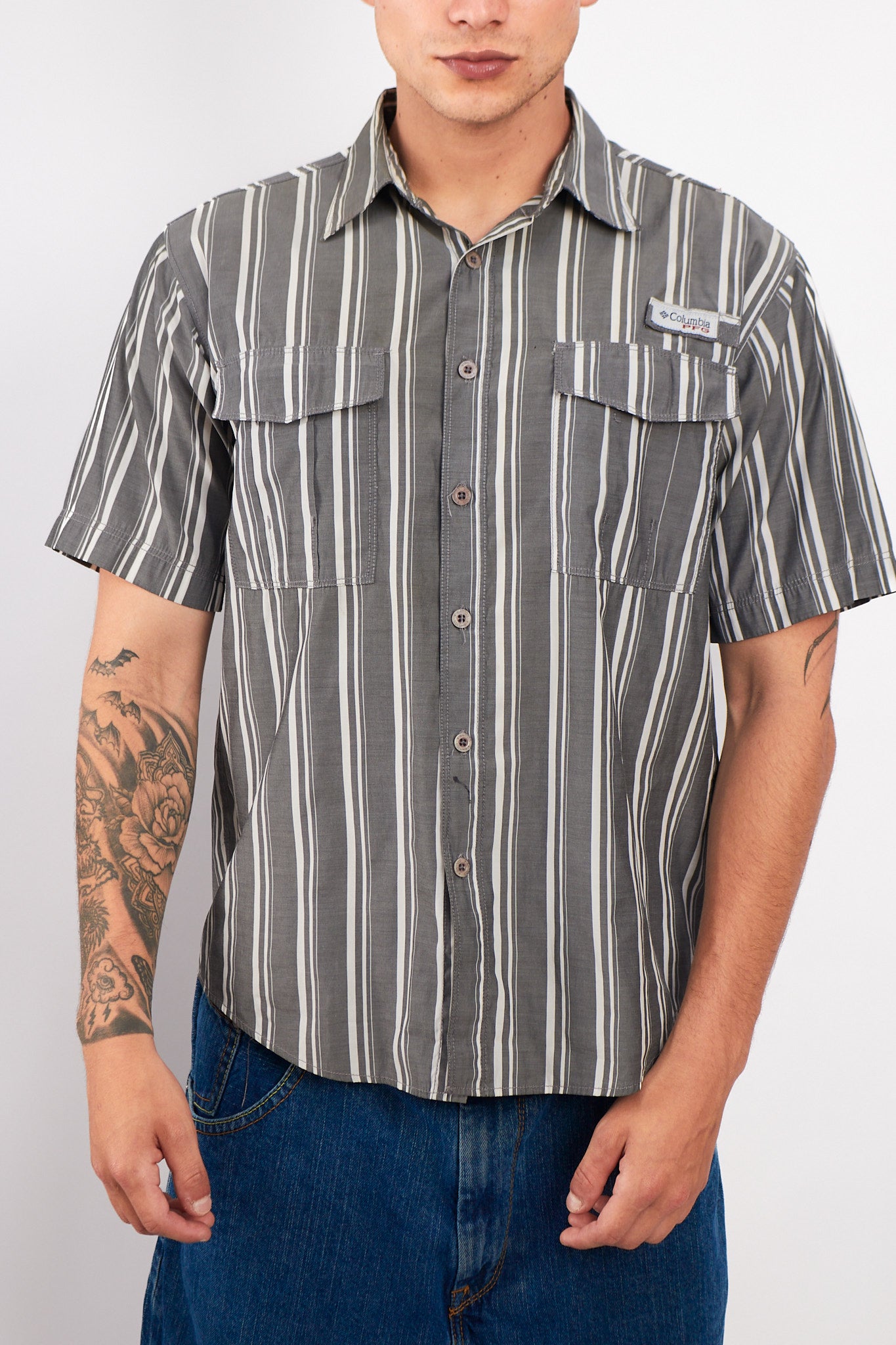 2000 Columbia PFG Striped Shirt (M)