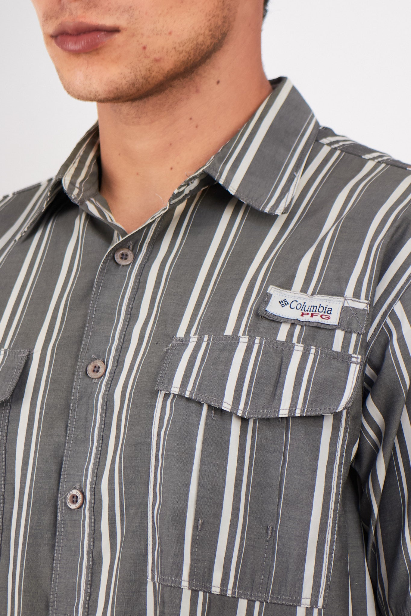 2000 Columbia PFG Striped Shirt (M)