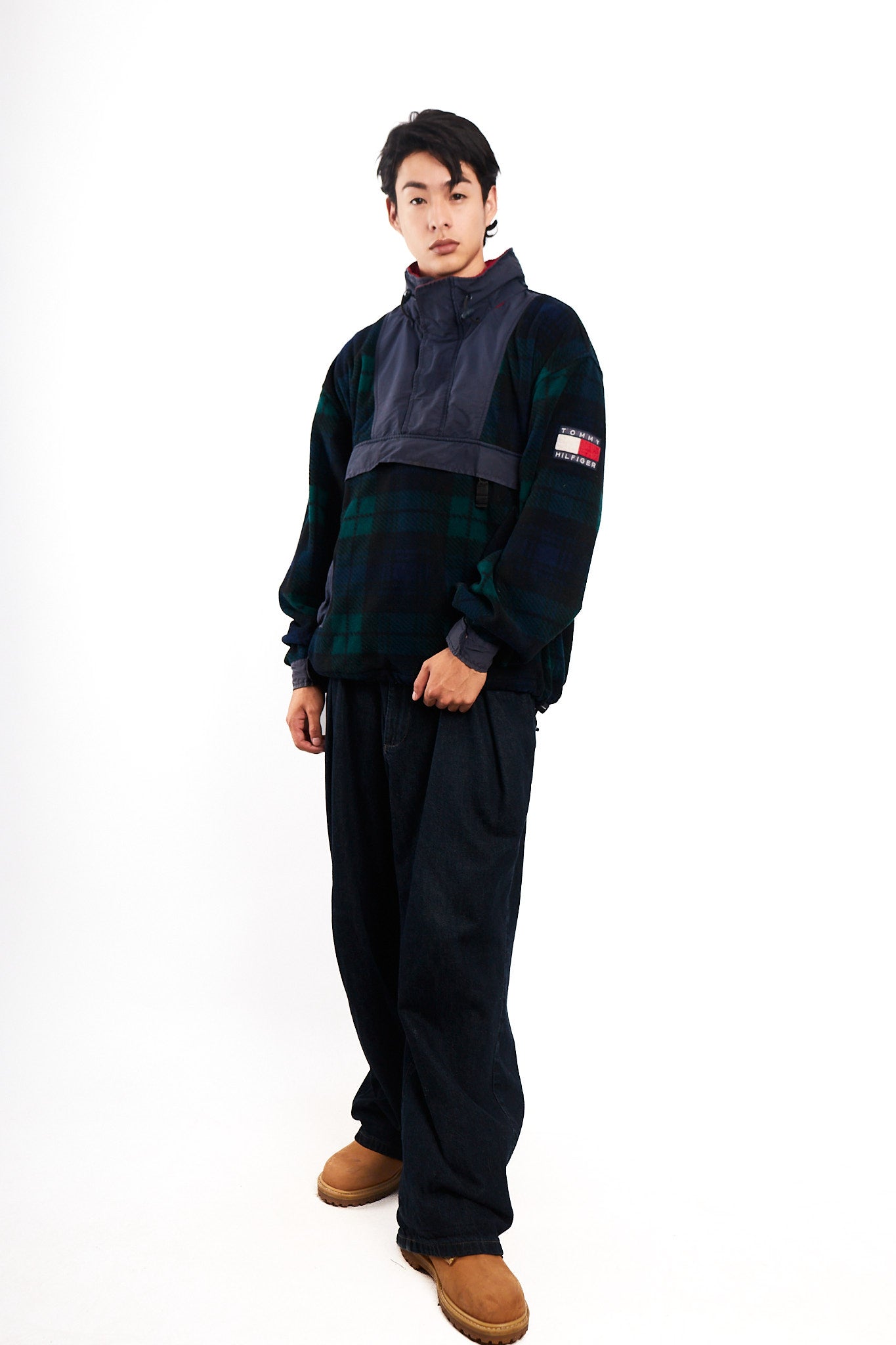 1990 Vintage Tommy Hilfiger Fleece Tartan Anorak (L)
