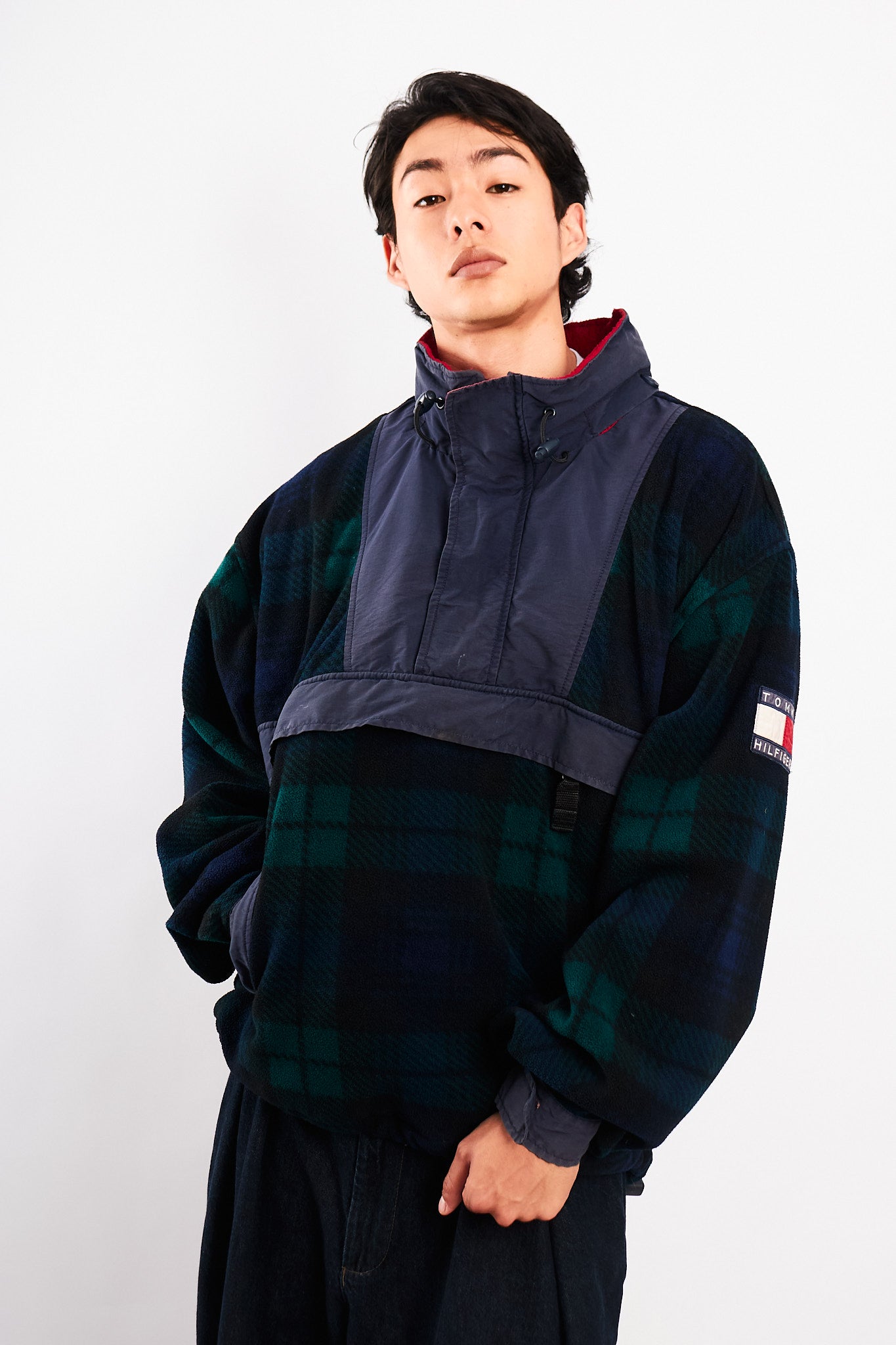 1990 Vintage Tommy Hilfiger Fleece Tartan Anorak (L)