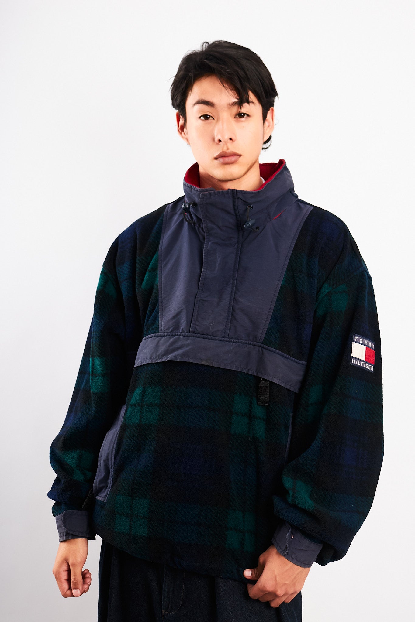 1990 Vintage Tommy Hilfiger Fleece Tartan Anorak (L)