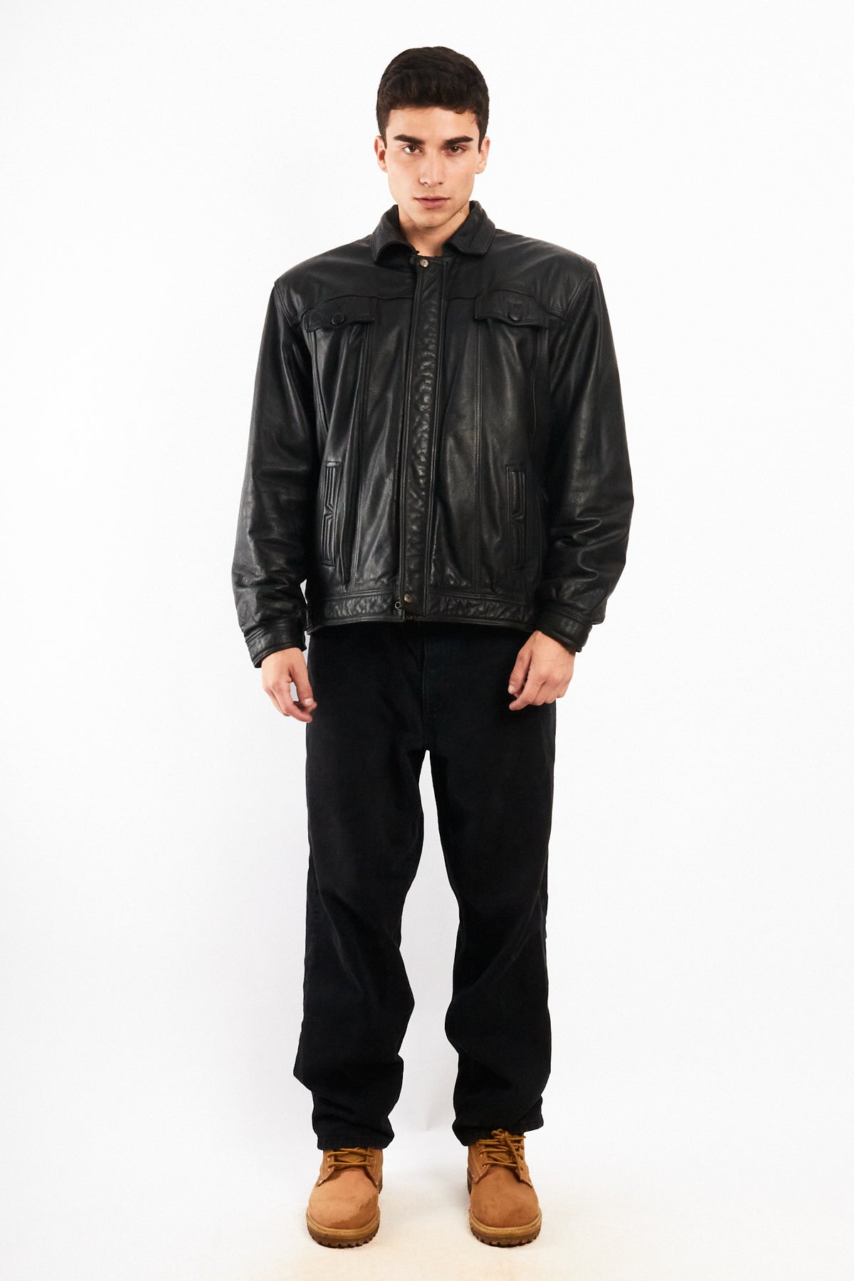 2000 Vintage Leather Sherpa Work Jacket (M/L)