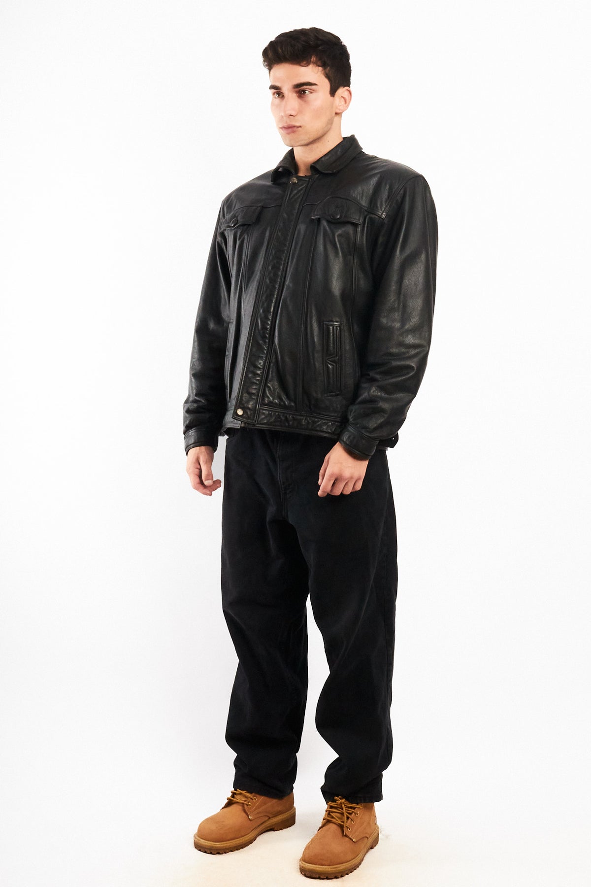 2000 Vintage Leather Sherpa Work Jacket (M/L)