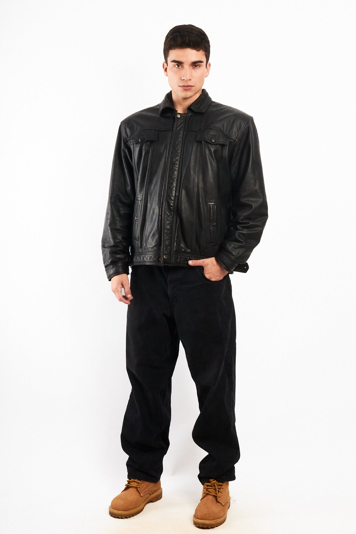 2000 Vintage Leather Sherpa Work Jacket (M/L)
