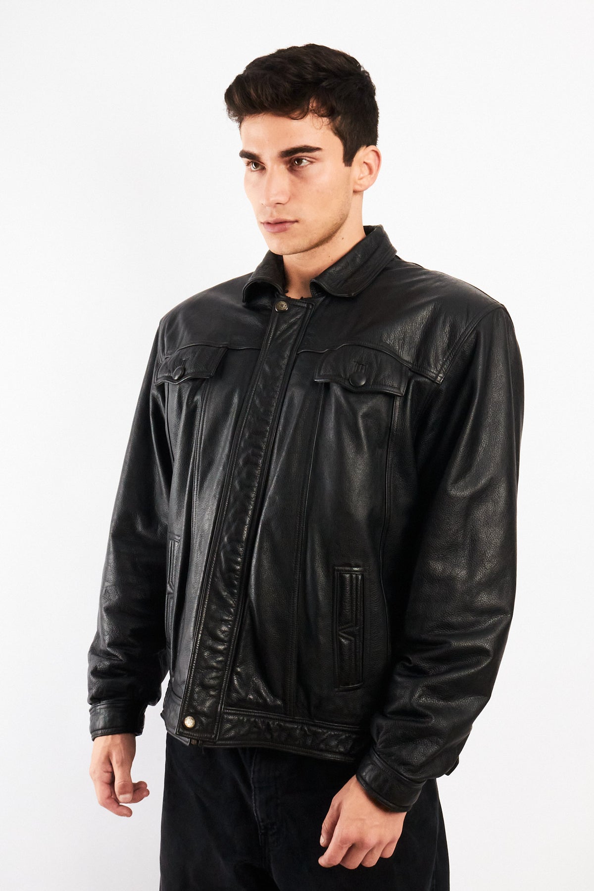 2000 Vintage Leather Sherpa Work Jacket (M/L)