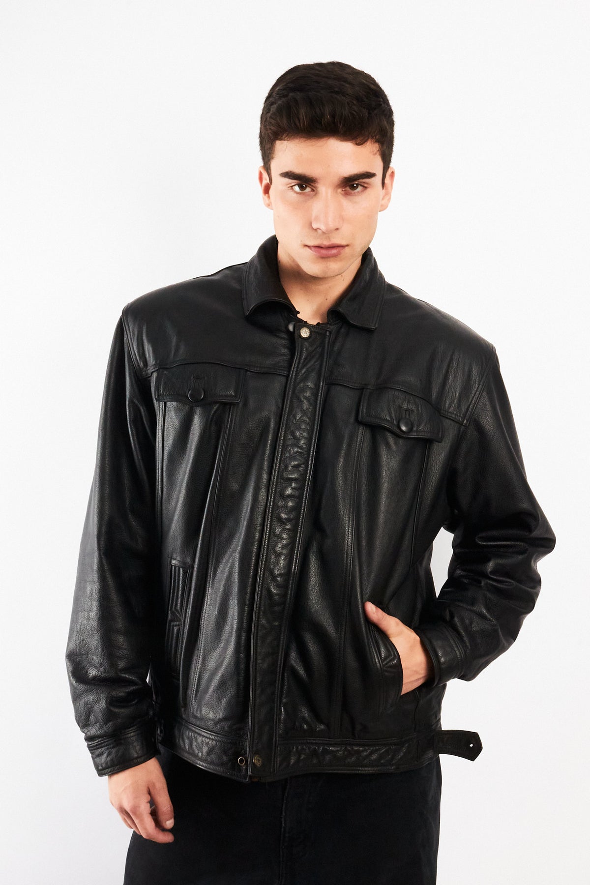 2000 Vintage Leather Sherpa Work Jacket (M/L)