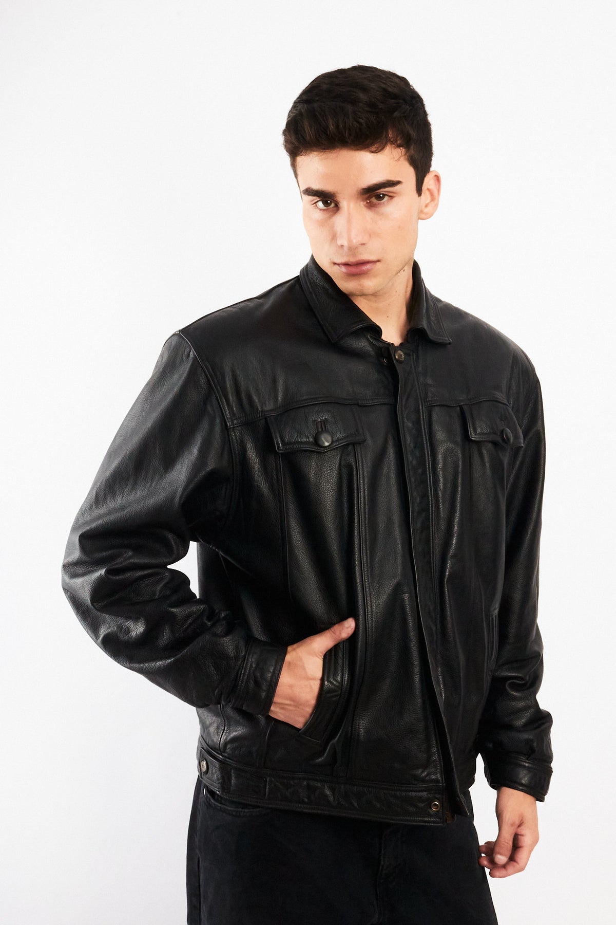 2000 Vintage Leather Sherpa Work Jacket (M/L)