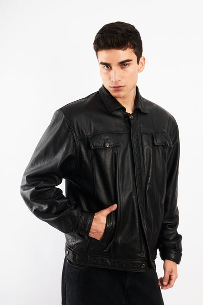 2000 Vintage Leather Sherpa Work Jacket (M/L)