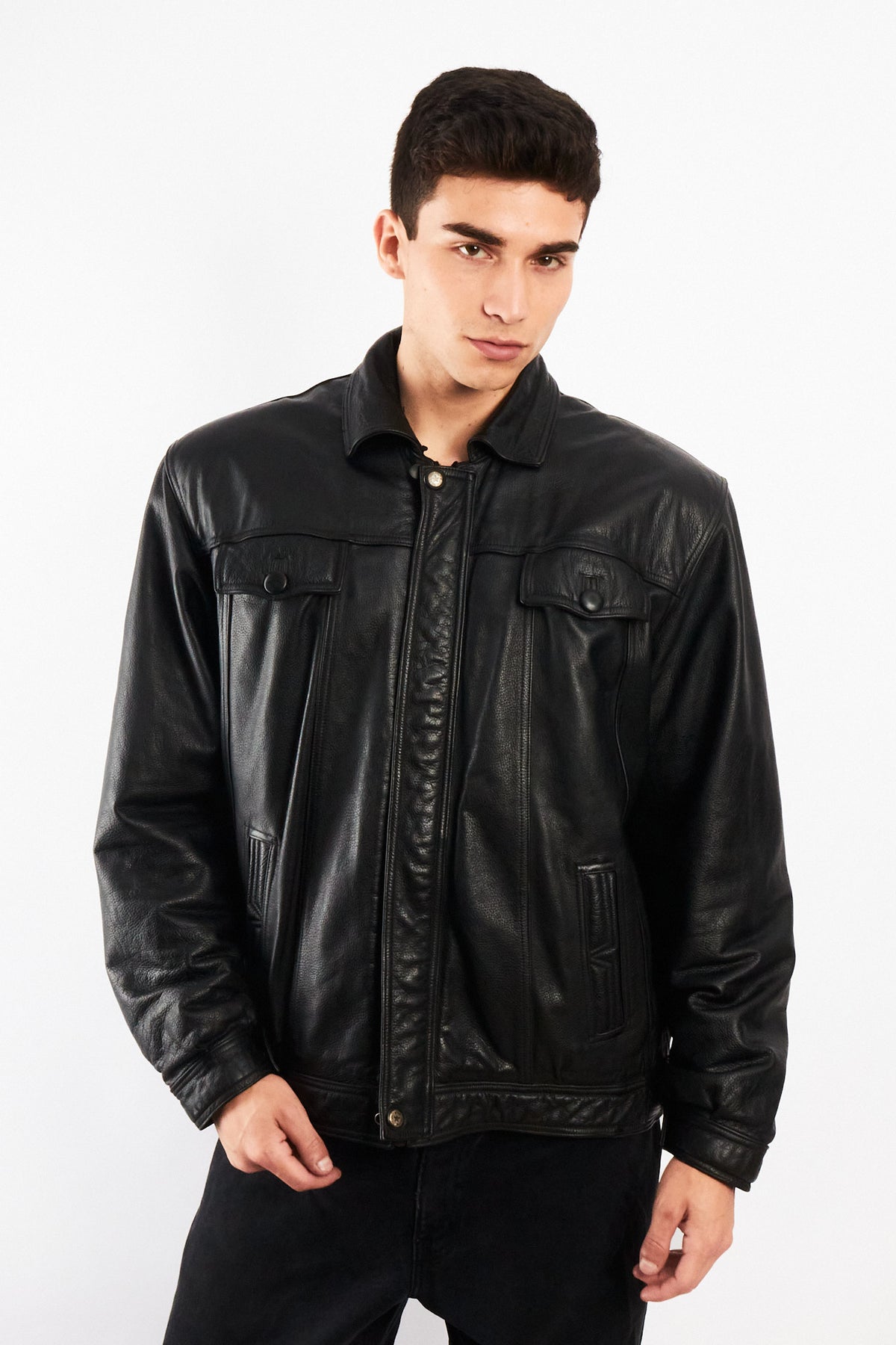 2000 Vintage Leather Sherpa Work Jacket (M/L)